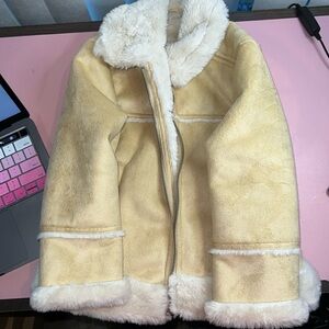 Little girls Abercrombie kids tan suede coat size 5/6